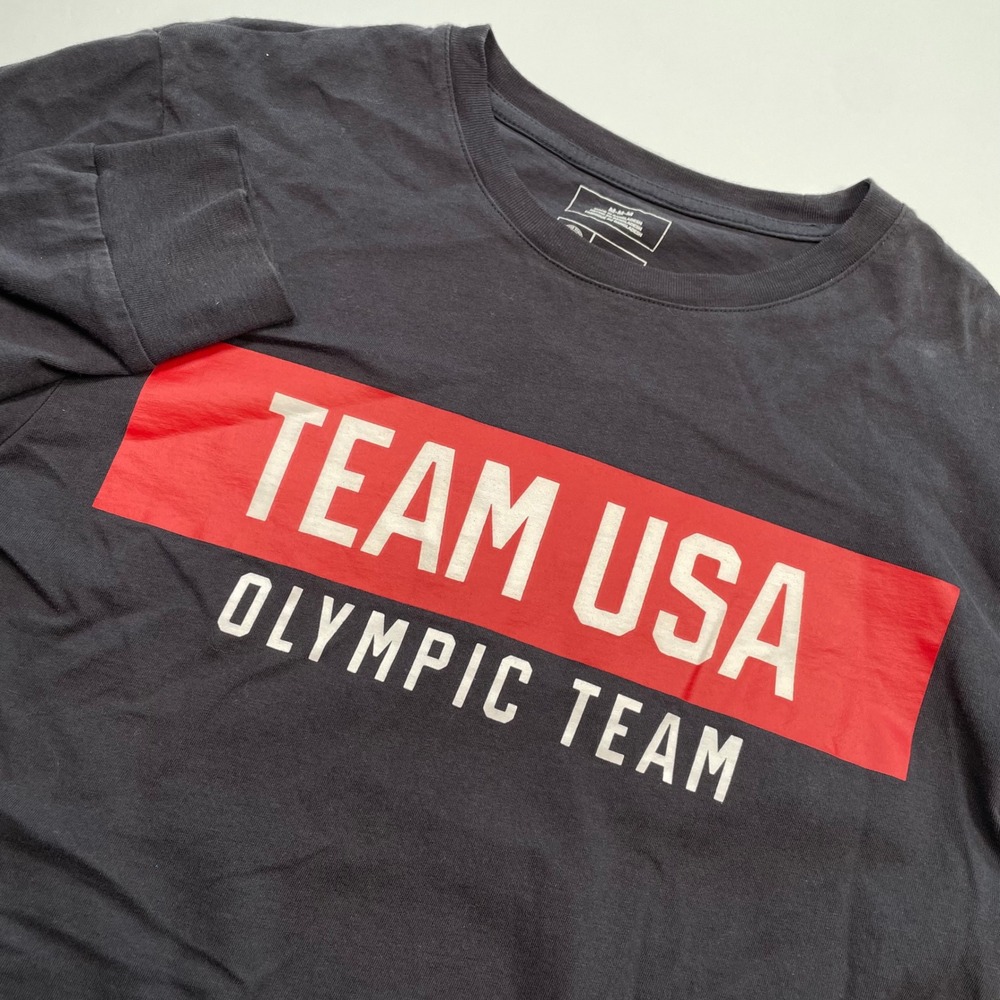 Team USA Olympic Team Long Sleeve Shirt Mens Medium Black Graphic Flag Tee